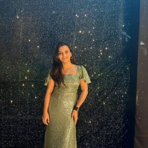 green glittery dress